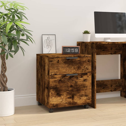 Schedario con Ruote Rovere Fumo 45x38x54 cm Legno Multistrato - homemem39