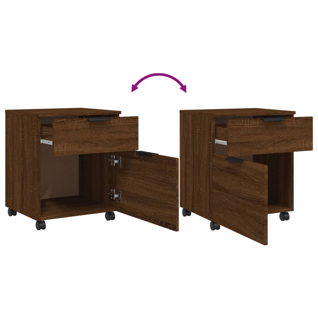 Schedario con Ruote Marrone Rovere 45x38x54cm Legno Multistrato - homemem39