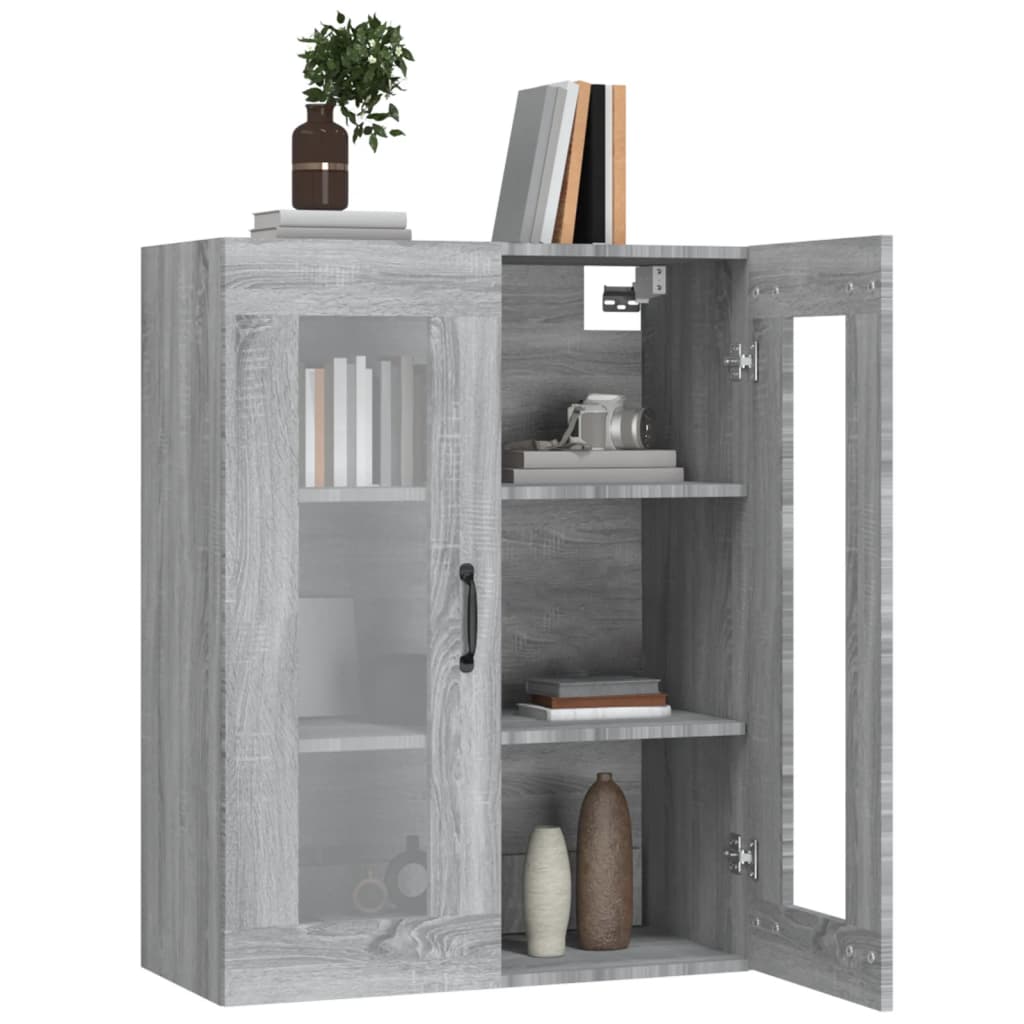 Armadietto Pensile a Parete Grigio Sonoma 69,5x34x90 cm - homemem39