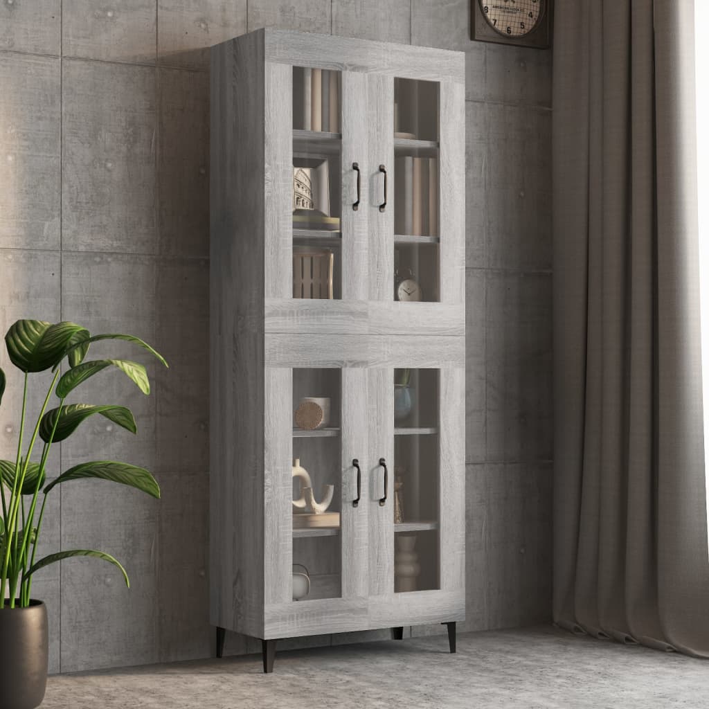 Armadietto Pensile a Parete Grigio Sonoma 69,5x34x90 cm - homemem39