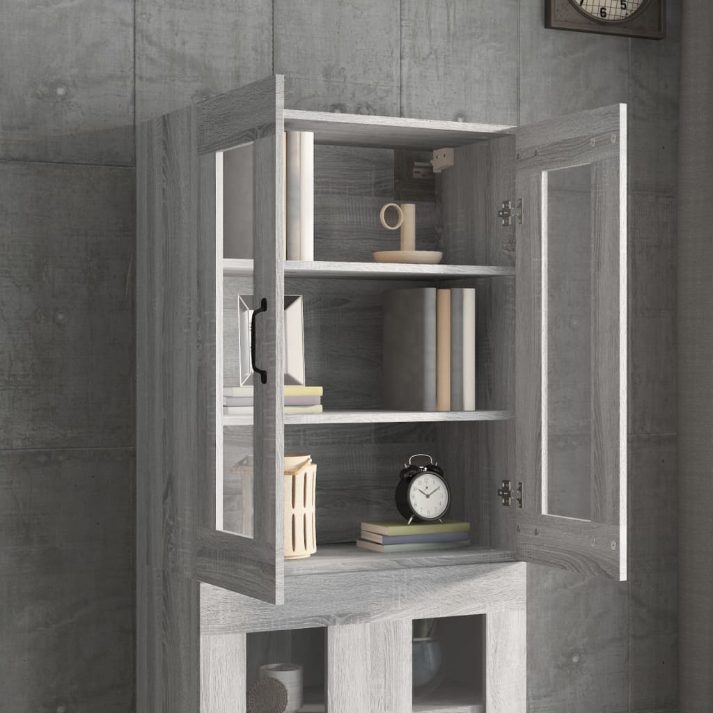 Armadietto Pensile a Parete Grigio Sonoma 69,5x34x90 cm - homemem39