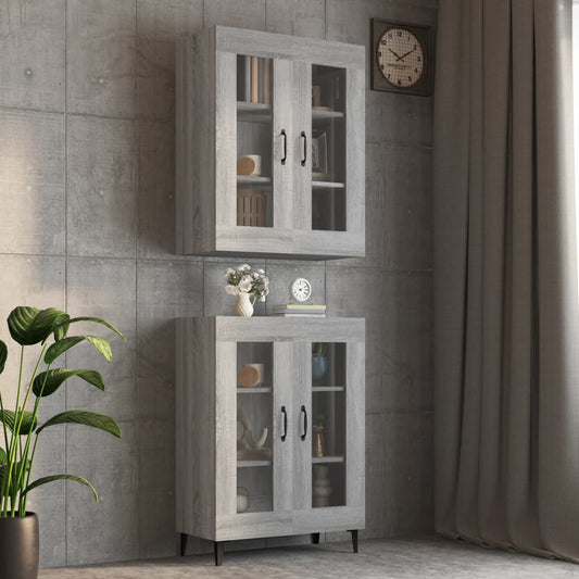 Armadietto Pensile a Parete Grigio Sonoma 69,5x34x90 cm - homemem39