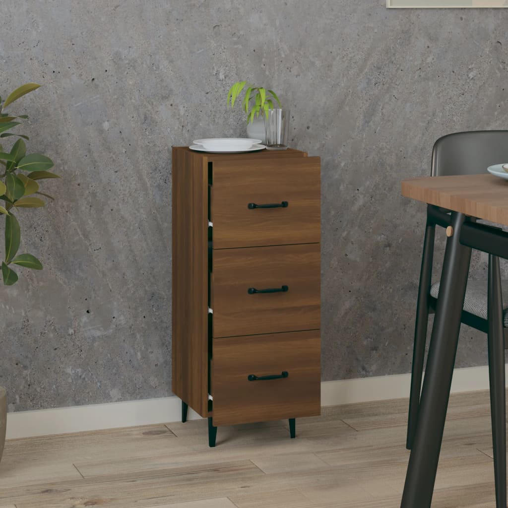Credenza Rovere Marrone 34,5x34x90 cm in Legno Multistrato - homemem39