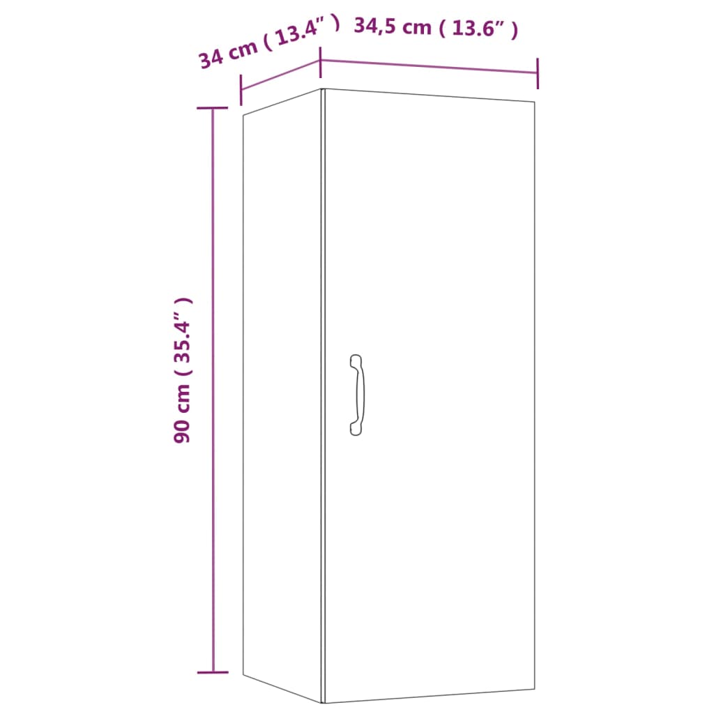 Armadietto a Muro Grigio Sonoma 34,5x34x90 cm Legno Multistrato | homemem39