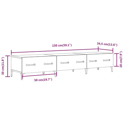 Mobile TV Rovere Fumo 150x34,5x30 cm in Legno Multistrato