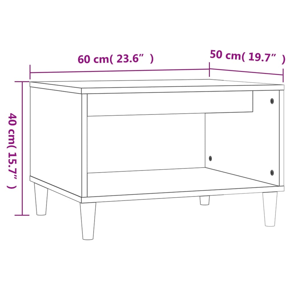 Tavolino da Salotto Rovere Marrone 60x50x40cm Legno Multistrato | homemem39