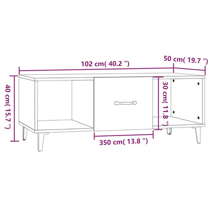 Tavolino da Caffè Rovere Marrone 102x50x40 cm Legno Multistrato | homemem39