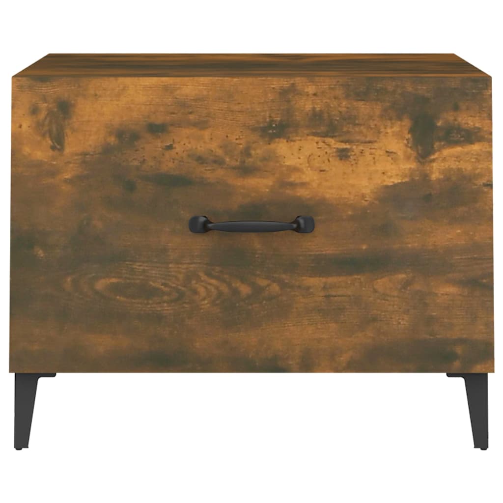 Tavolino da Salotto con Gambe in Metallo Rovere Fumo 50x50x40cm | homemem39