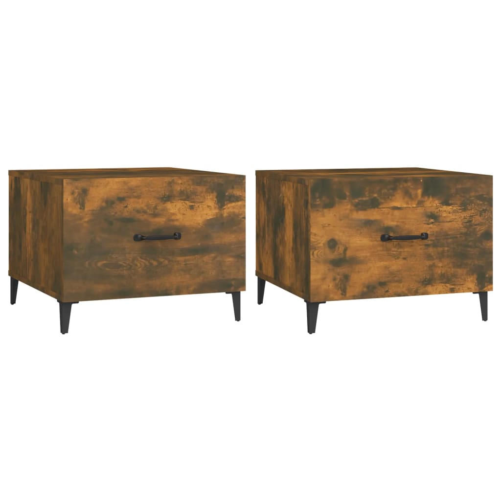 Tavolini da Salotto Gambe in Metallo 2pz Rovere Fumo 50x50x40cm | homemem39
