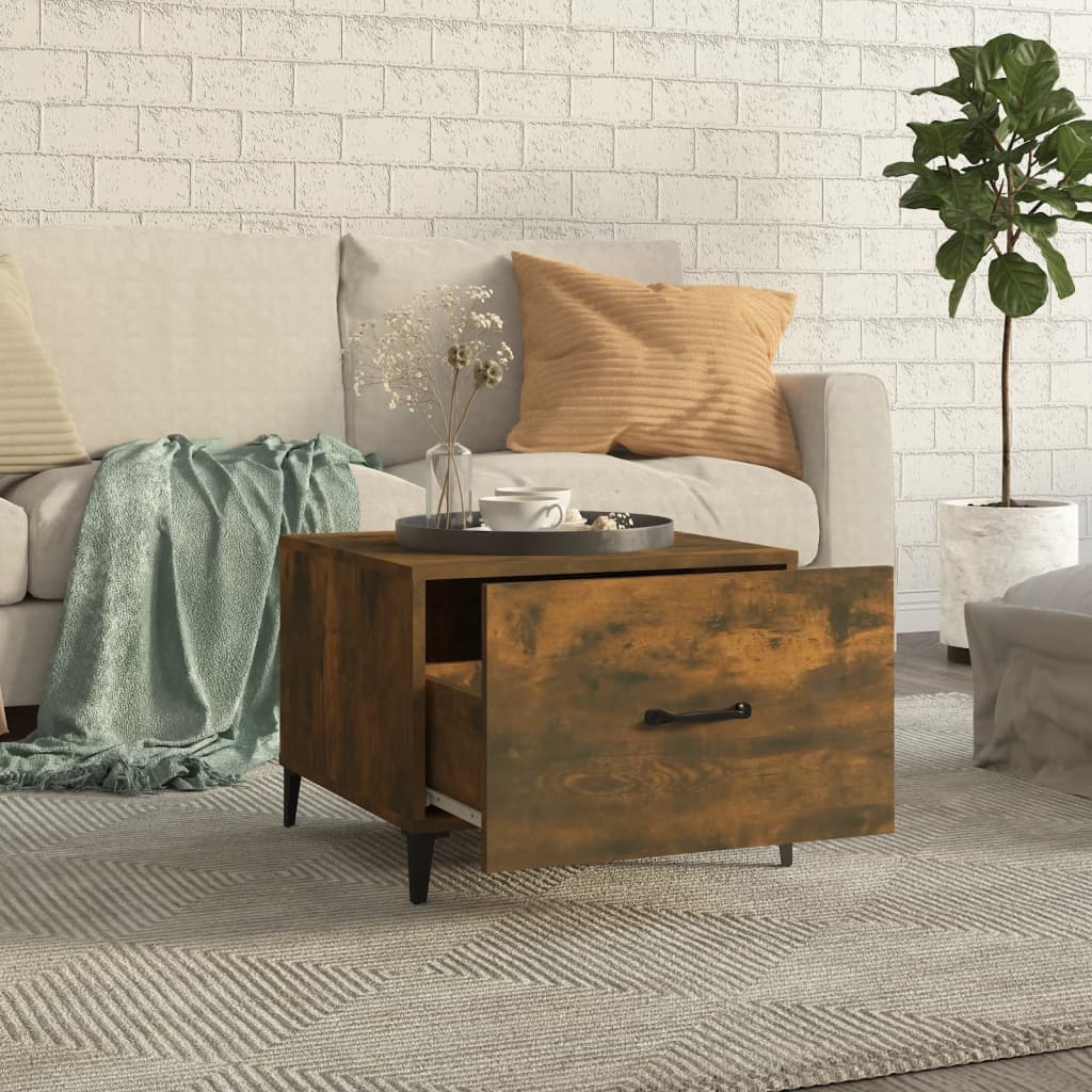 Tavolini da Salotto Gambe in Metallo 2pz Rovere Fumo 50x50x40cm | homemem39