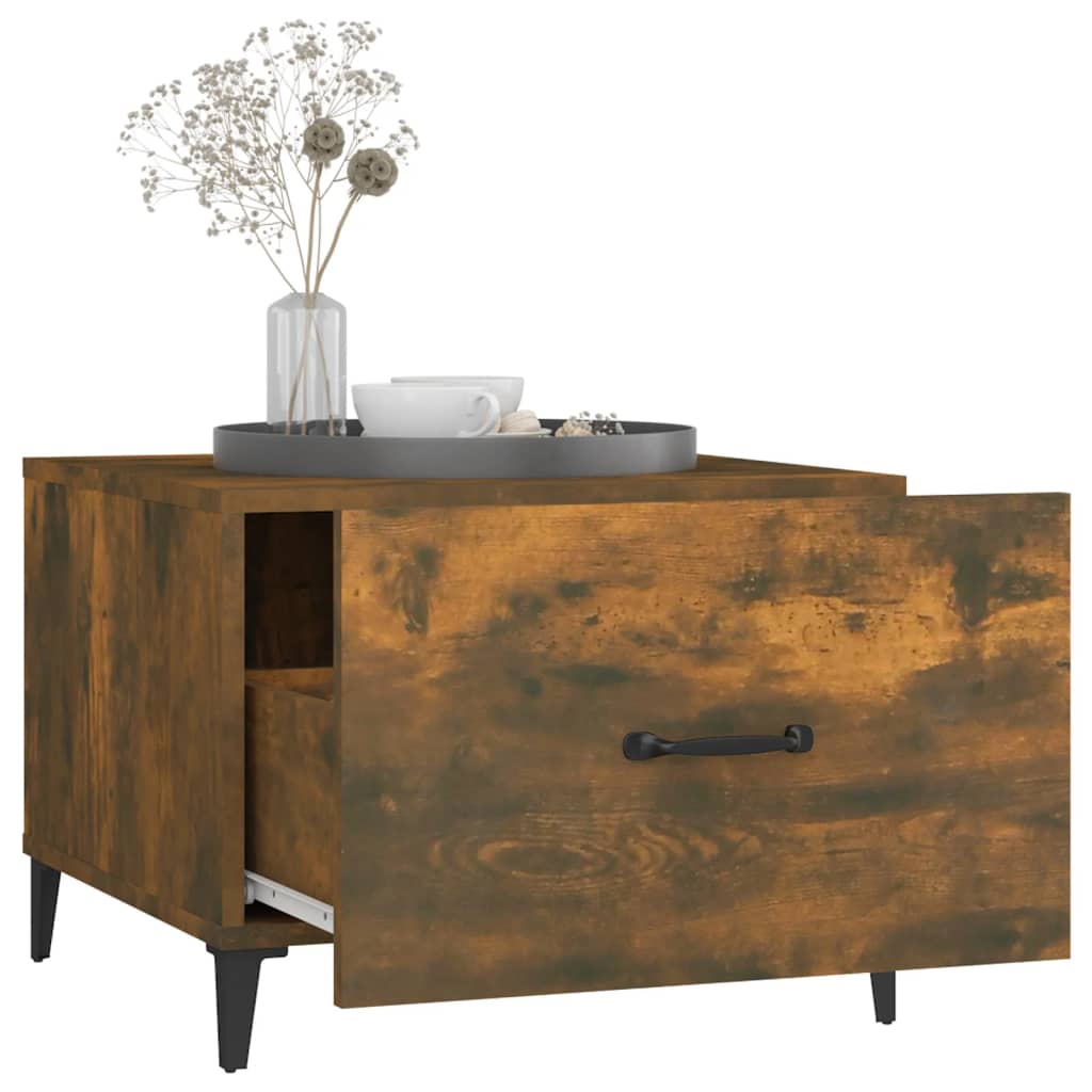 Tavolini da Salotto Gambe in Metallo 2pz Rovere Fumo 50x50x40cm | homemem39