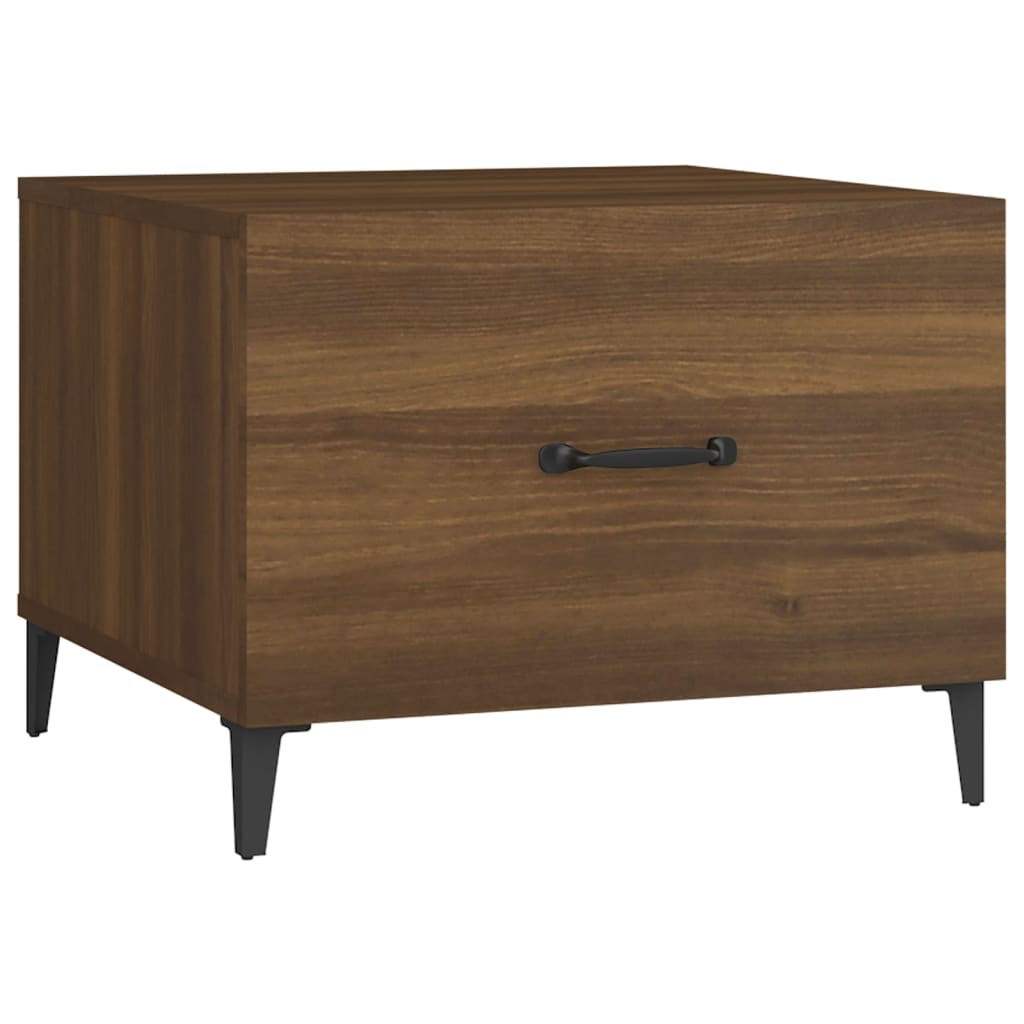 Tavolino da Salotto Gambe in Metallo Rovere Marrone 50x50x40 cm | homemem39