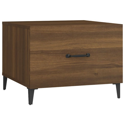 Tavolino da Salotto Gambe in Metallo Rovere Marrone 50x50x40 cm | homemem39