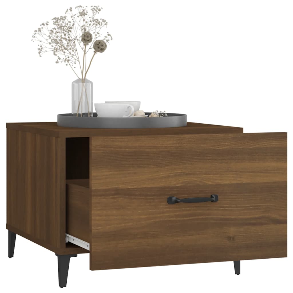 Tavolino da Salotto Gambe in Metallo Rovere Marrone 50x50x40 cm | homemem39