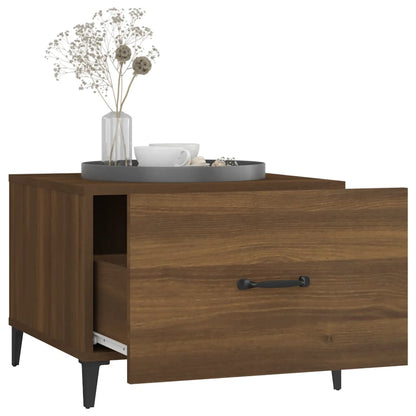Tavolino da Salotto Gambe in Metallo Rovere Marrone 50x50x40 cm | homemem39