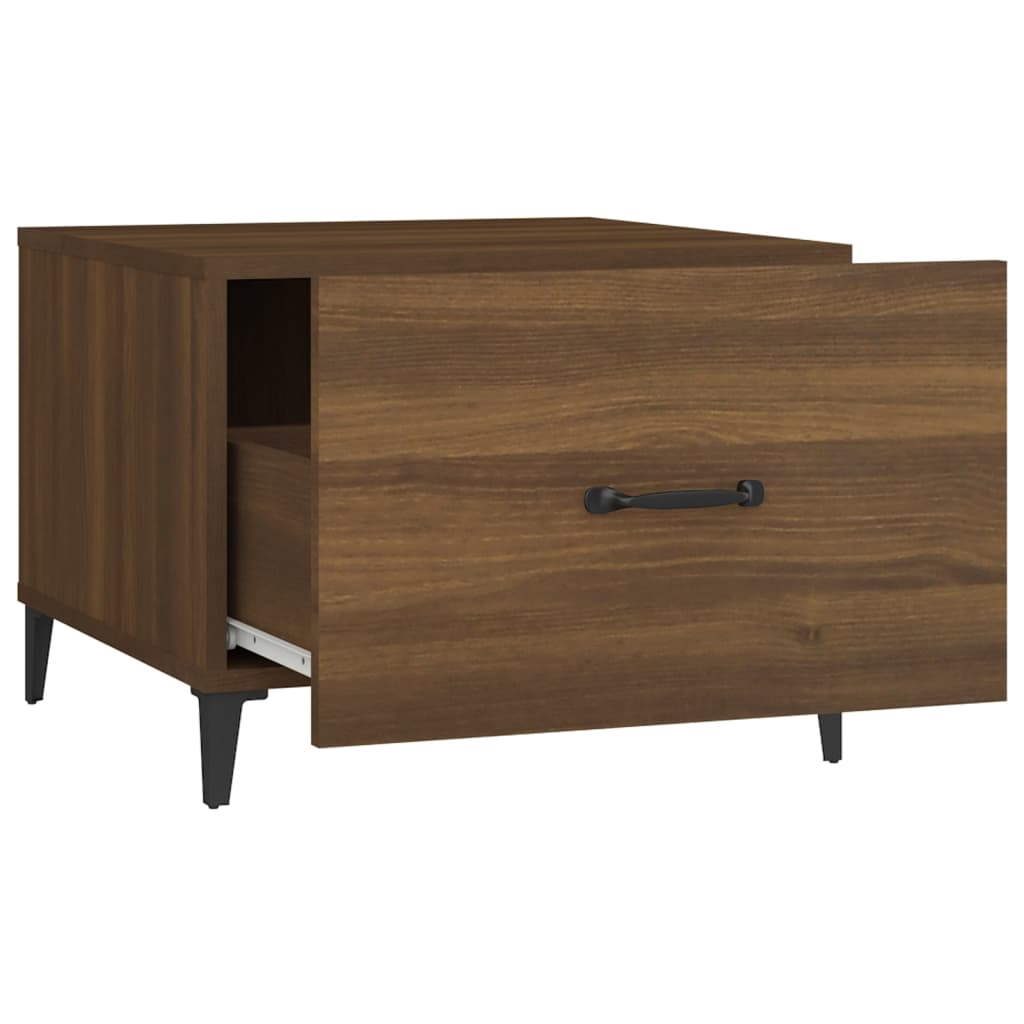 Tavolino da Salotto Gambe in Metallo Rovere Marrone 50x50x40 cm | homemem39