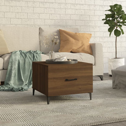 Tavolino da Salotto Gambe in Metallo Rovere Marrone 50x50x40 cm | homemem39