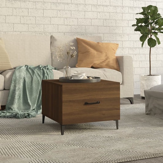 Tavolino da Salotto Gambe in Metallo Rovere Marrone 50x50x40 cm | homemem39