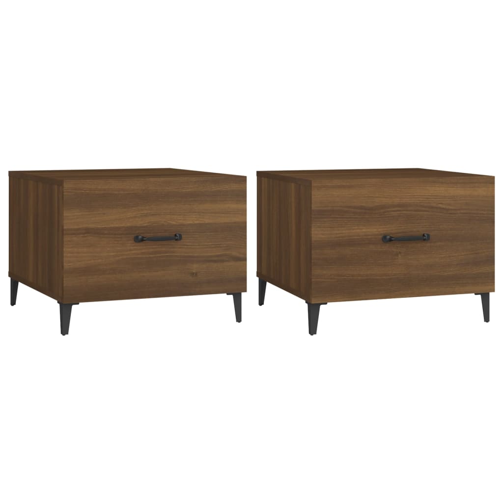 Tavolini Salotto Gambe in Metallo 2pz Rovere Marrone 50x50x40cm | homemem39