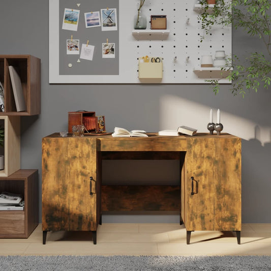Scrivania Rovere Fumo 140x50x75 cm in Legno Multistrato - homemem39