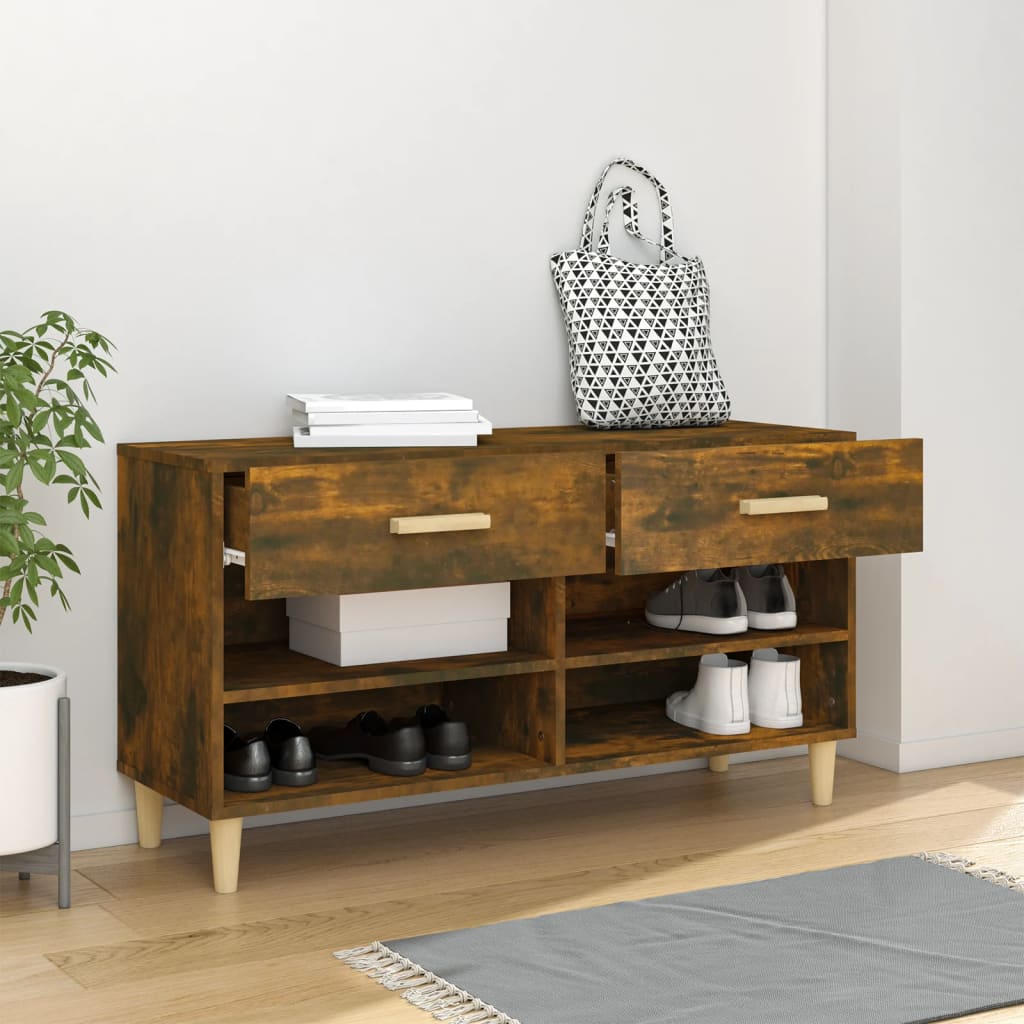 Scarpiera Rovere Fumo 102x35x55 cm in Legno Multistrato - homemem39