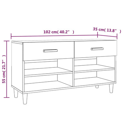 Scarpiera Rovere Fumo 102x35x55 cm in Legno Multistrato - homemem39