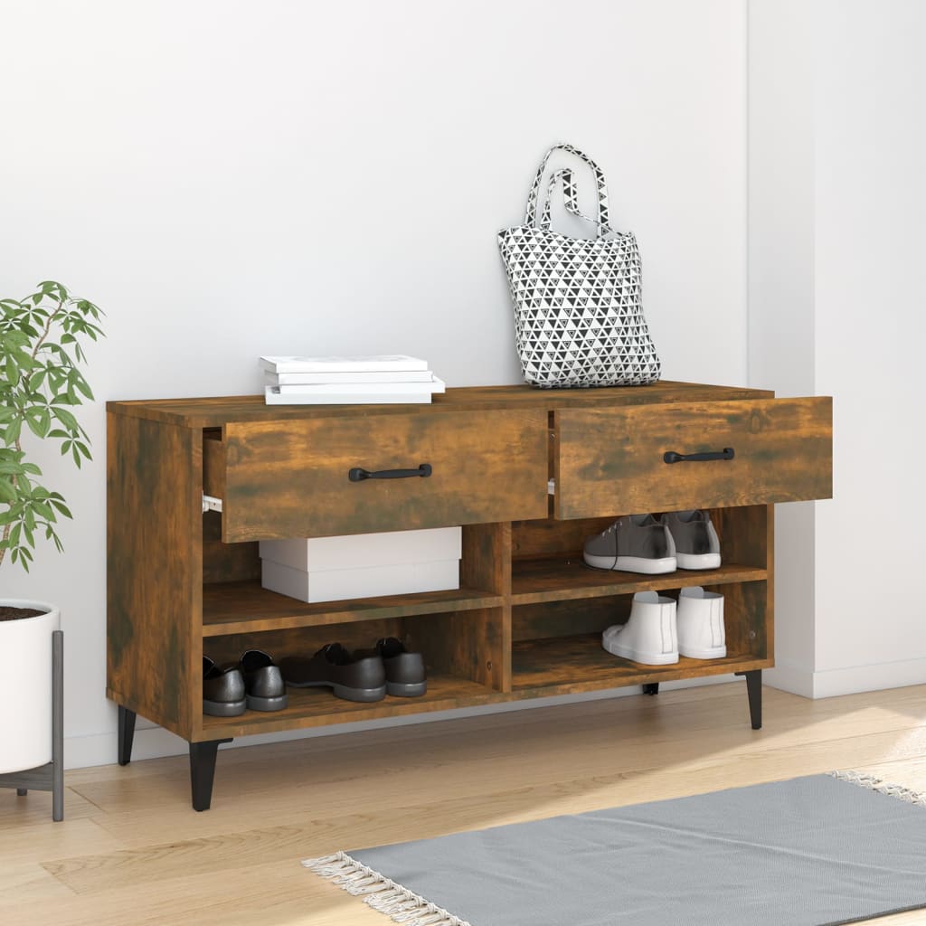 Scarpiera Rovere Fumo 102x35x55 cm in Legno Multistrato - homemem39