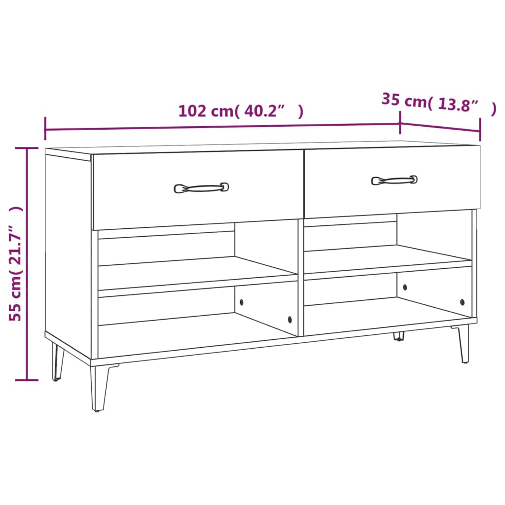 Scarpiera Rovere Fumo 102x35x55 cm in Legno Multistrato - homemem39