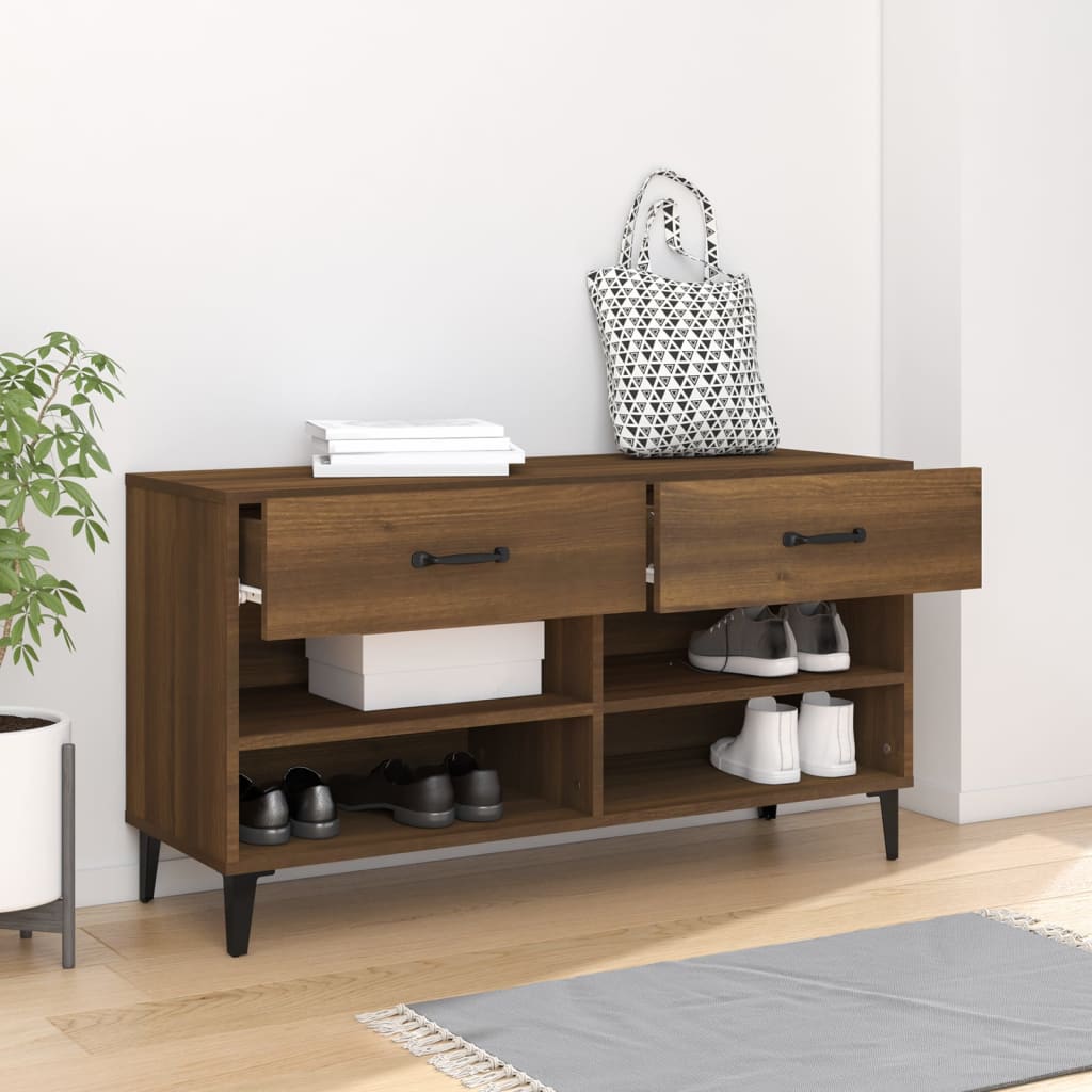 Scarpiera Rovere Marrone 102x35x55 cm in Legno Multistrato - homemem39