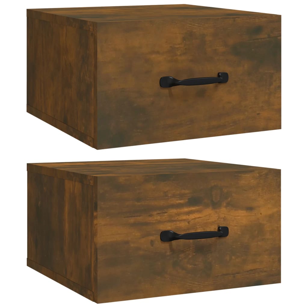 Comodini a Muro 2 pz Rovere Fumo 35x35x20 cm - homemem39