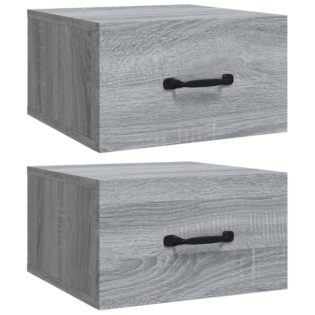 Comodini a Muro 2 pz Grigio Sonoma 35x35x20 cm - homemem39
