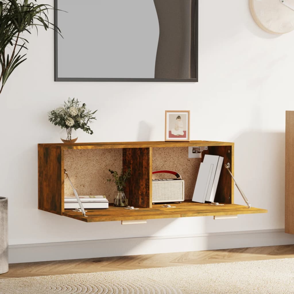 Mobile a Parete Rovere Fumo 100x36,5x35 cm in Legno Multistrato | homemem39