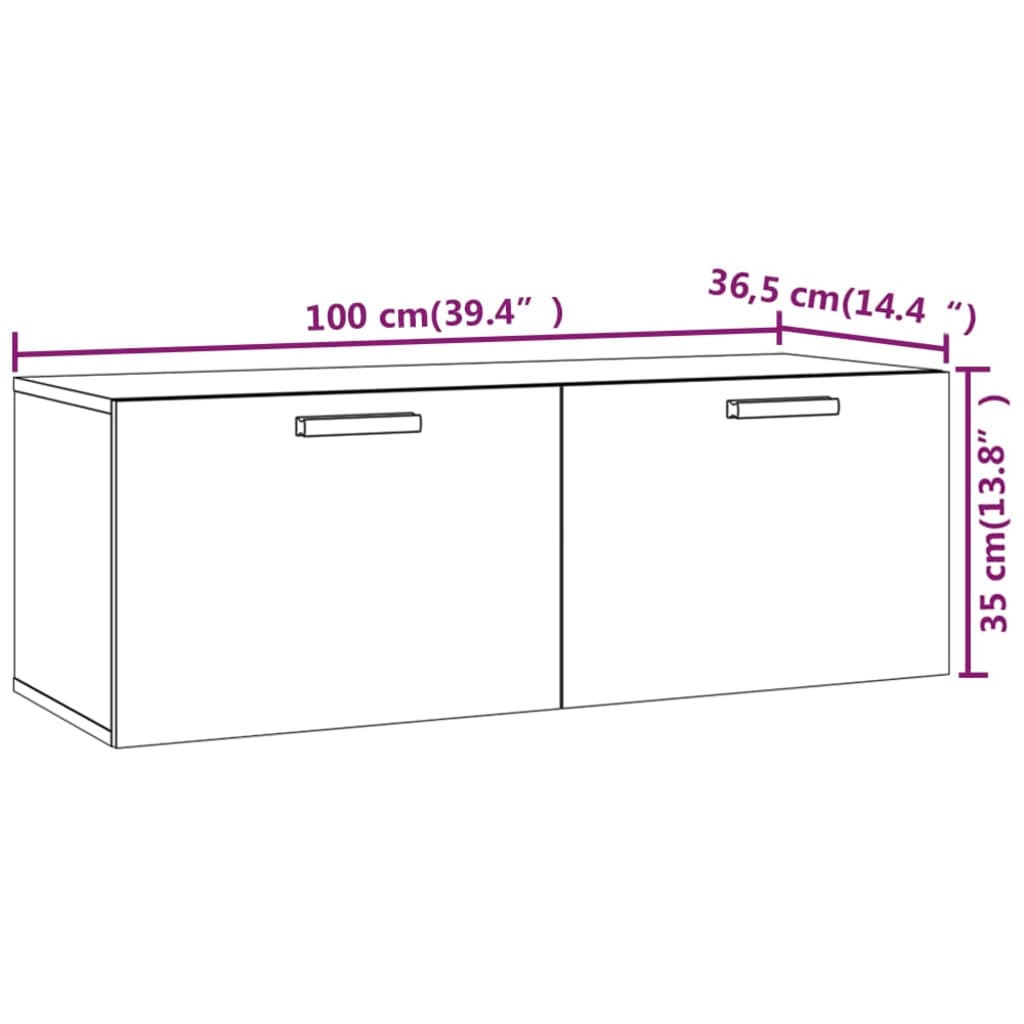 Mobile a Parete Rovere Fumo 100x36,5x35 cm in Legno Multistrato | homemem39