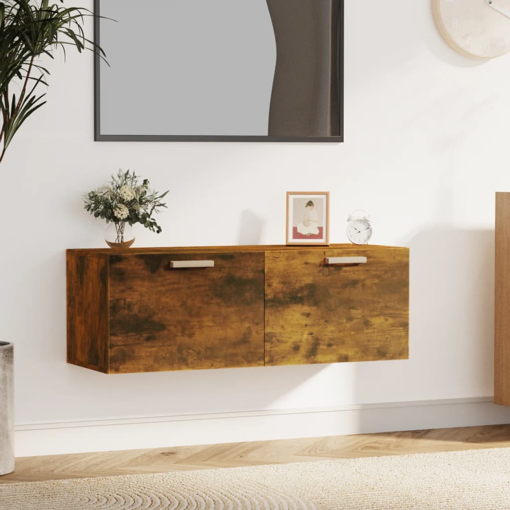 Mobile a Parete Rovere Fumo 100x36,5x35 cm in Legno Multistrato | homemem39