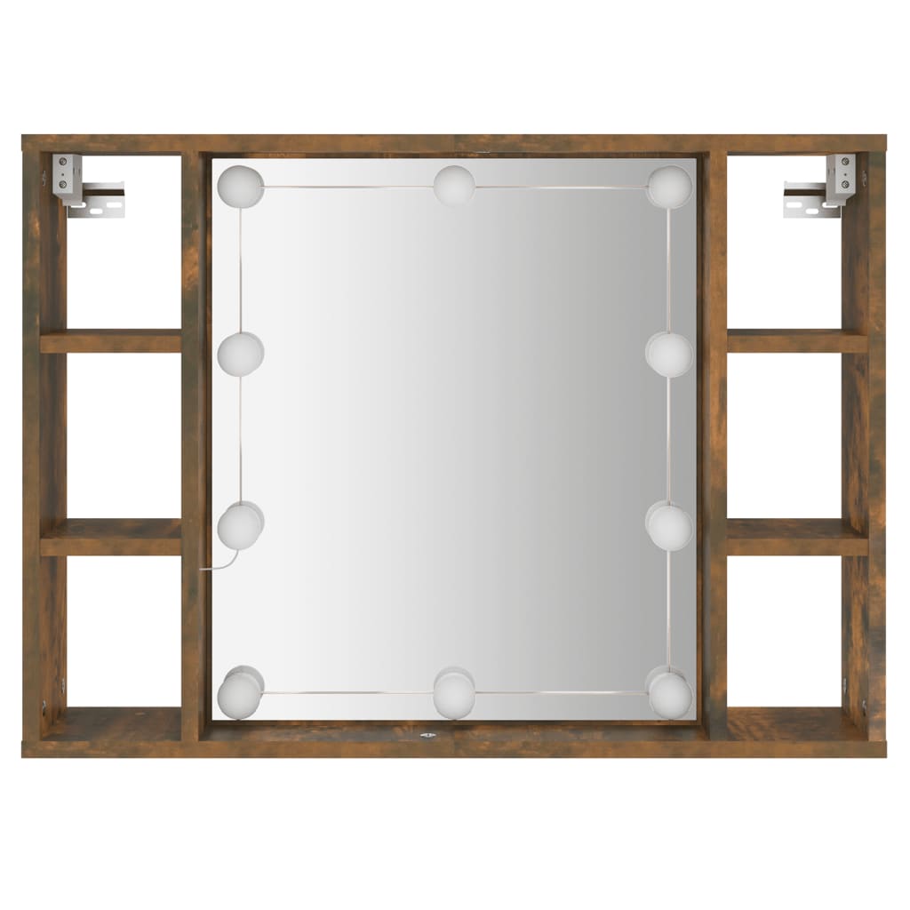 Mobile a Specchio con LED Rovere Fumo 76x15x55 cm - homemem39