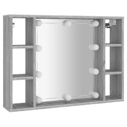 Mobile a Specchio con LED Grigio Sonoma 76x15x55 cm - homemem39
