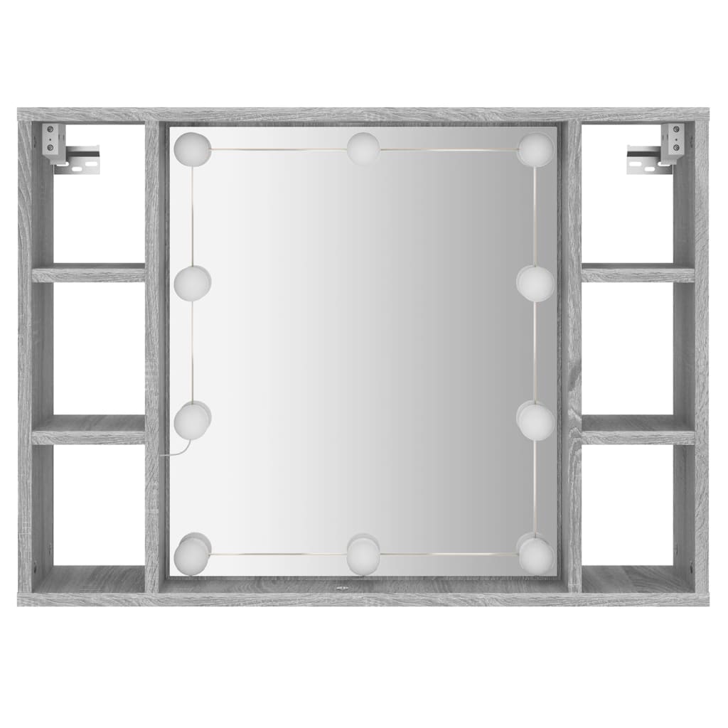 Mobile a Specchio con LED Grigio Sonoma 76x15x55 cm - homemem39