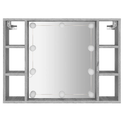 Mobile a Specchio con LED Grigio Sonoma 76x15x55 cm - homemem39