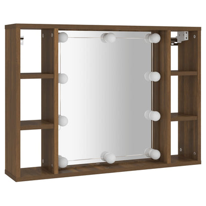 Mobile a Specchio con LED Rovere Marrone 76x15x55 cm - homemem39