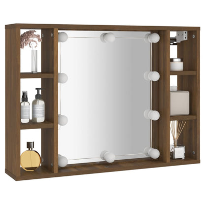Mobile a Specchio con LED Rovere Marrone 76x15x55 cm - homemem39