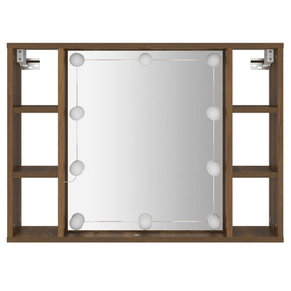 Mobile a Specchio con LED Rovere Marrone 76x15x55 cm - homemem39