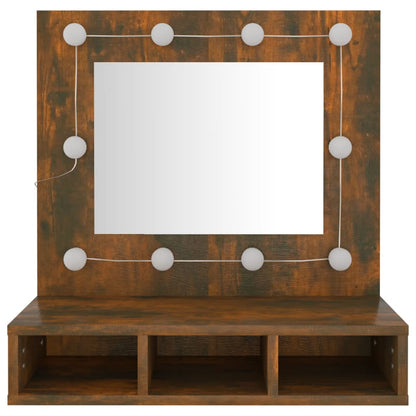 Mobile a Specchio con LED Rovere Fumo 60x31,5x62 cm - homemem39