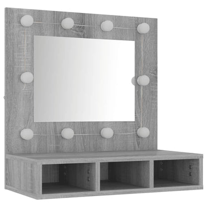 Mirror Cabinet with Sonoma Gray LED 60x31.5x62 cm