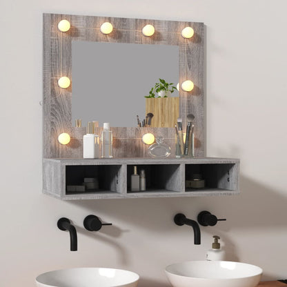 Mirror Cabinet with Sonoma Gray LED 60x31.5x62 cm