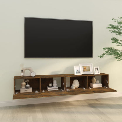 Mobili TV Parete 2pz Rovere Fumo 100x30x30 cm Legno Multistrato - homemem39