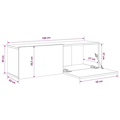 Mobili TV Muro 2pz Grigio Sonoma 100x30x30 cm Legno Multistrato