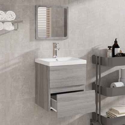 Mobile da Bagno con Specchio Grigio Sonoma in Legno Multistrato