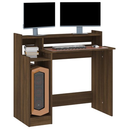 Scrivania con Luci LED Marrone Rovere 97x45x90cm in Multistrato - homemem39