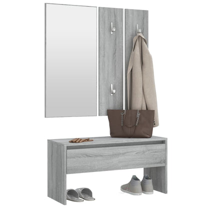 Set di Mobili da Corridoio Grigio Sonoma in Legno Multistrato | homemem39