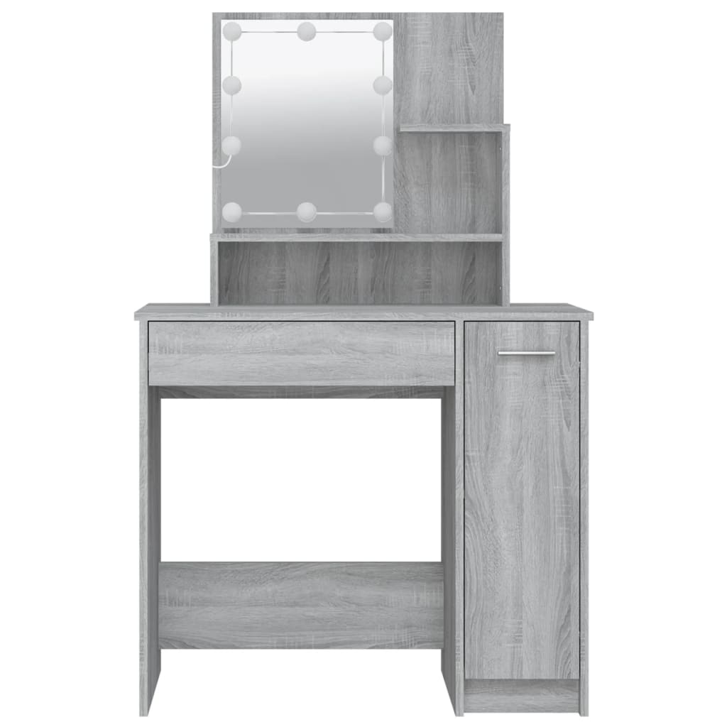 Toeletta con LED Grigio Sonoma 86,5x35x136 cm - homemem39